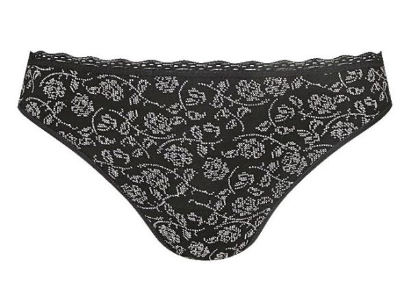 Міні-стрінги жіночі "Квіточки" чорні