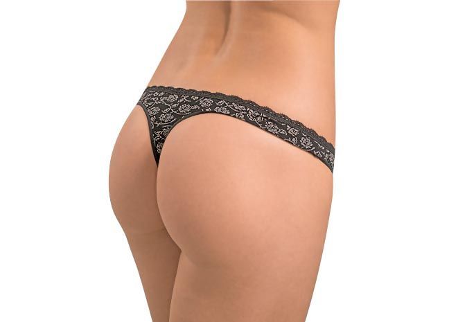 Міні-стрінги жіночі "Квіточки" чорні