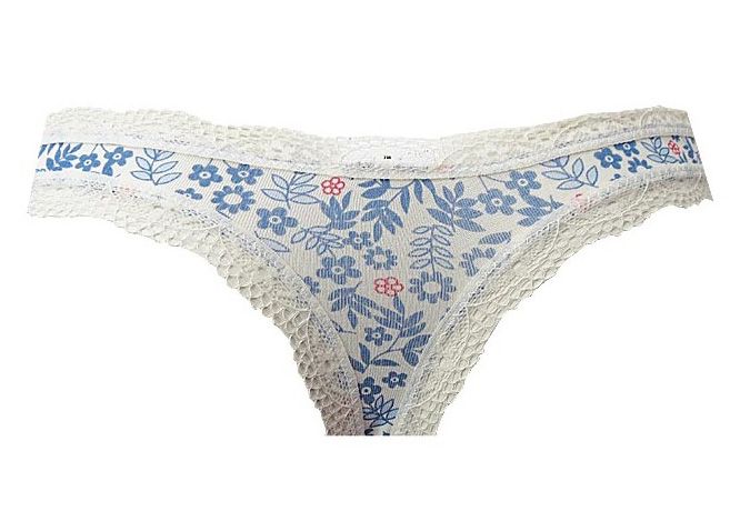 Міні-стрінги жіночі "Квіточки з білим мереживом"